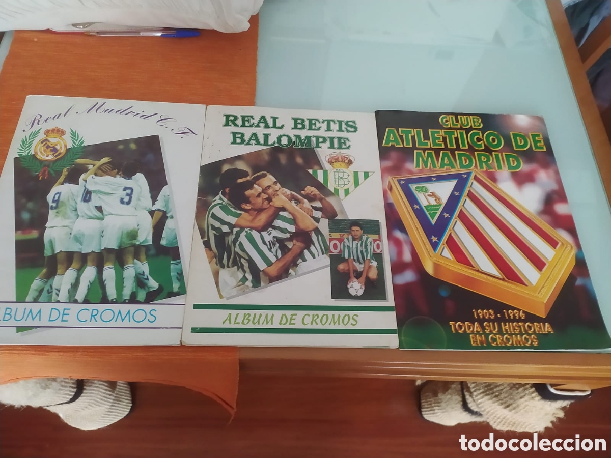 &Aacute;lbum de f&uacute;tbol completo: Lote &aacute;lbumes Betis, Real y Atl&eacute;tico Madrid a&ntilde;os 90 , completos y buen estado en general