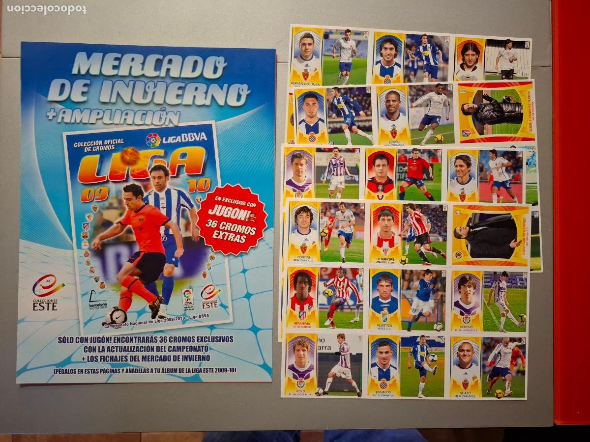 Album de football complet: MERCADO FICHAJES INVIERNO COMPLETO LIGA ESTE 2009 2010 09 10 CROMOS SIN PEGAR Y HOJAS