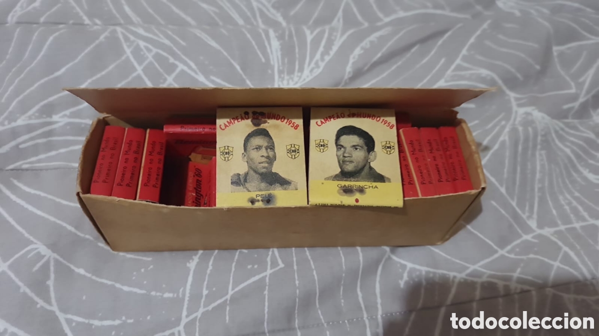 &Aacute;lbum de f&uacute;tbol completo: Pel&eacute; 1958 caixa de f&oacute;sforo