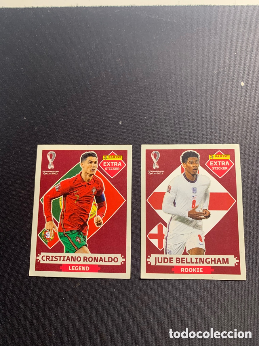 &Aacute;lbum de f&uacute;tbol completo: Cristiano Ronaldo y Jude Bellingham Extra Sticker Bronce Mundial 2022