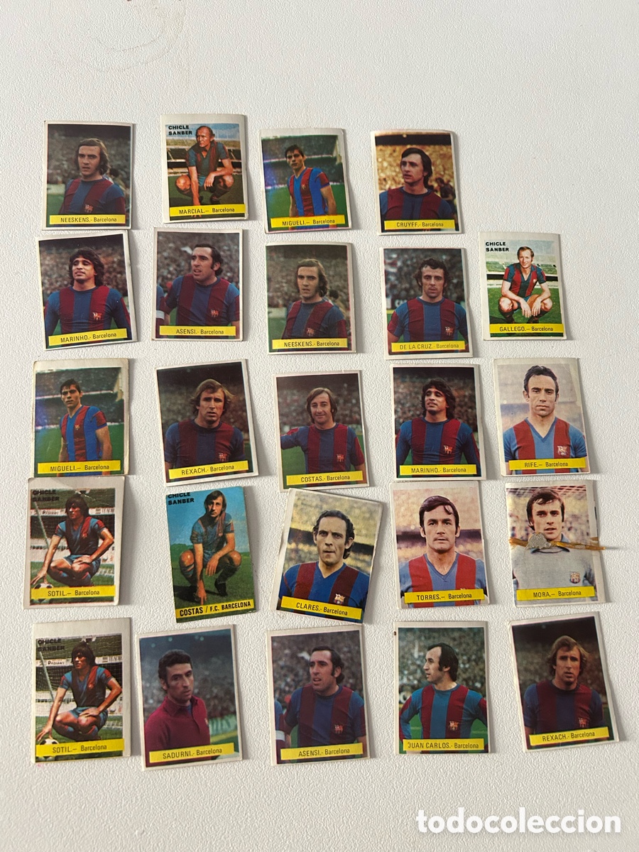 &Aacute;lbum de f&uacute;tbol completo: Cromos Vulcano 75 Bar&ccedil;a + 2 Johan Cruyff