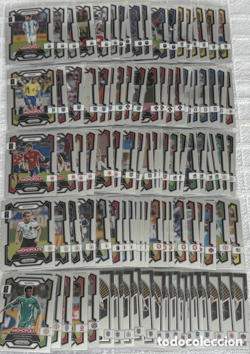 &Aacute;lbum de f&uacute;tbol completo: Base Set 100 Panini Prizm Monopoly Copa Mundial FIFA 2026 1-100 Messi Yamal Pele