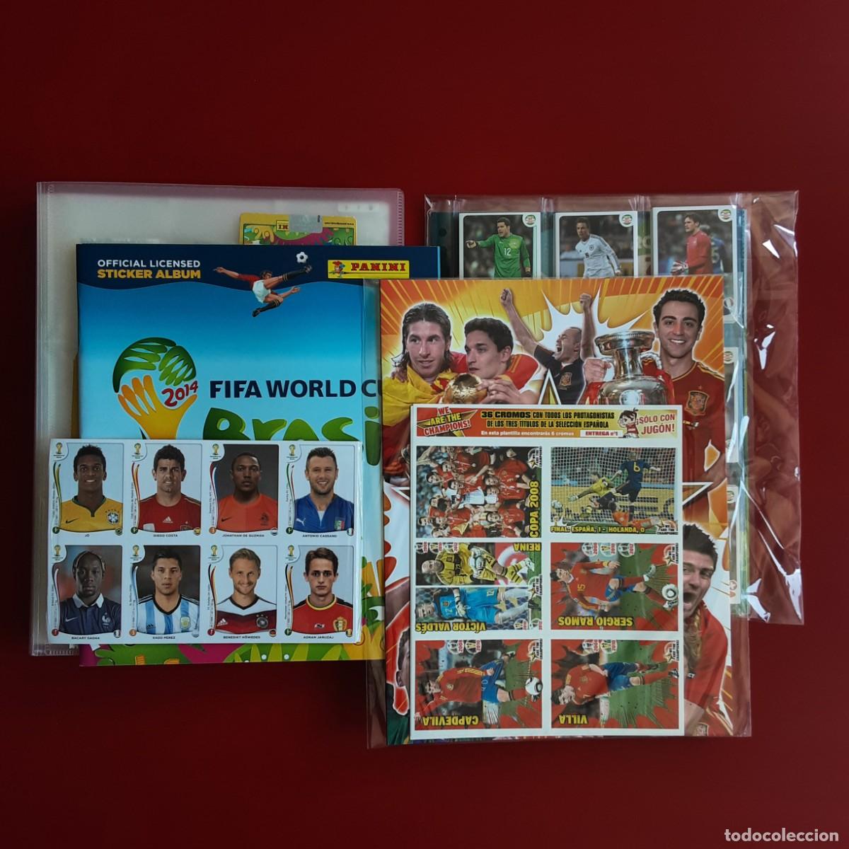 &Aacute;lbum de f&uacute;tbol completo: LOTE UNICO EN TC.COLECCION COMPLETA MUNDIAL + ROAD BRASIL 2014 +WE ARE THE CHAMPIONS SIN PEGAR-MESSI