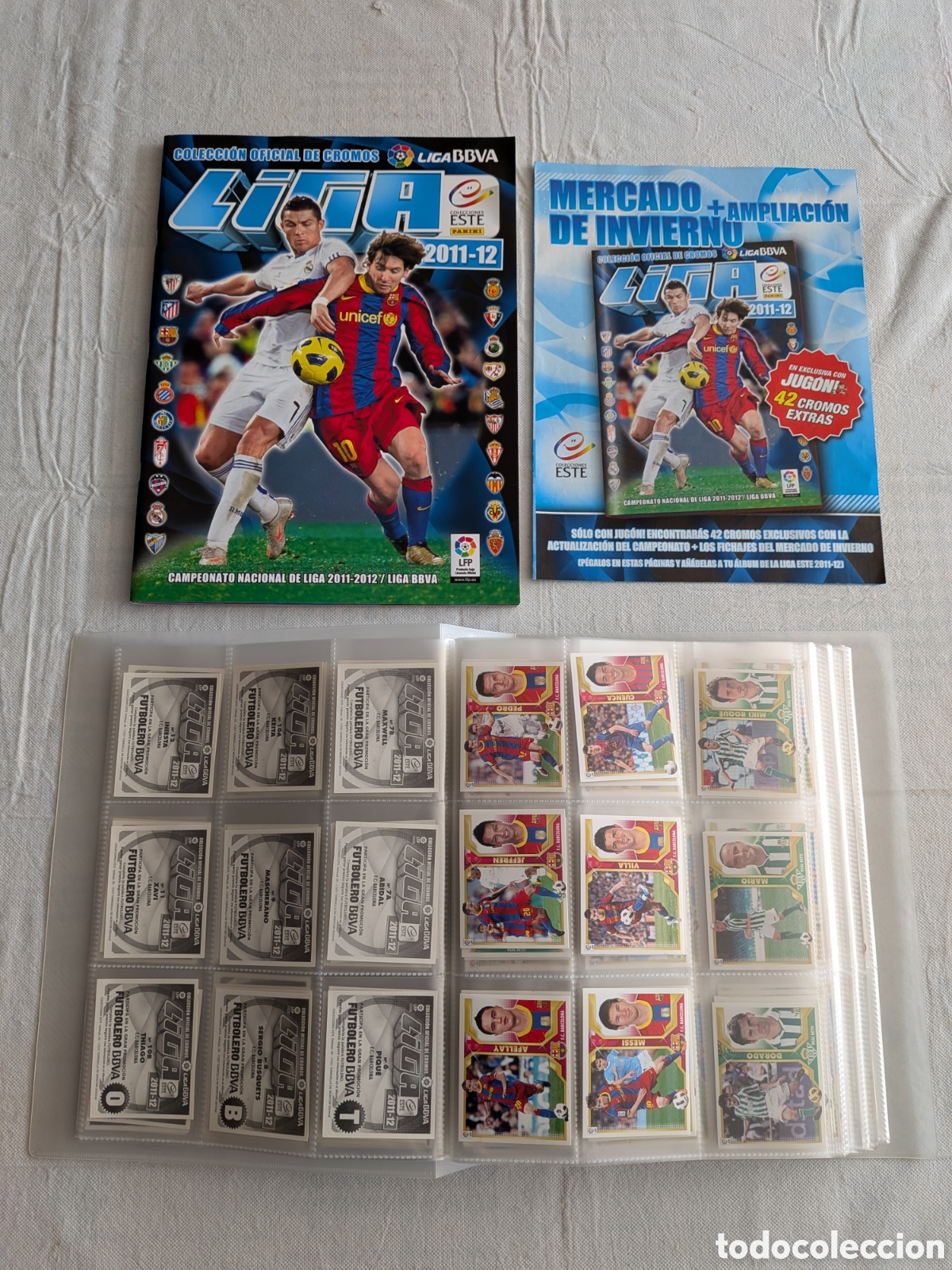 &Aacute;lbum de f&uacute;tbol completo: Coleccion Completa Sin pegar Liga Este 2011 12 Album Plancha + Mercado Invierno.Messi. EXCELENTE EST