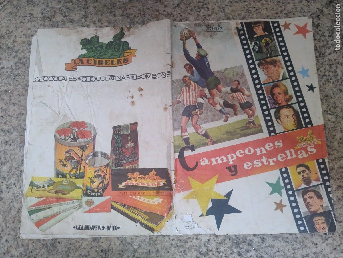 &Aacute;lbum de f&uacute;tbol completo: ALBUM DE CROMOS CAMPEONES Y ESTRELLAS/CHOCOLATES LA CIBELES CON 92 CROMOS
