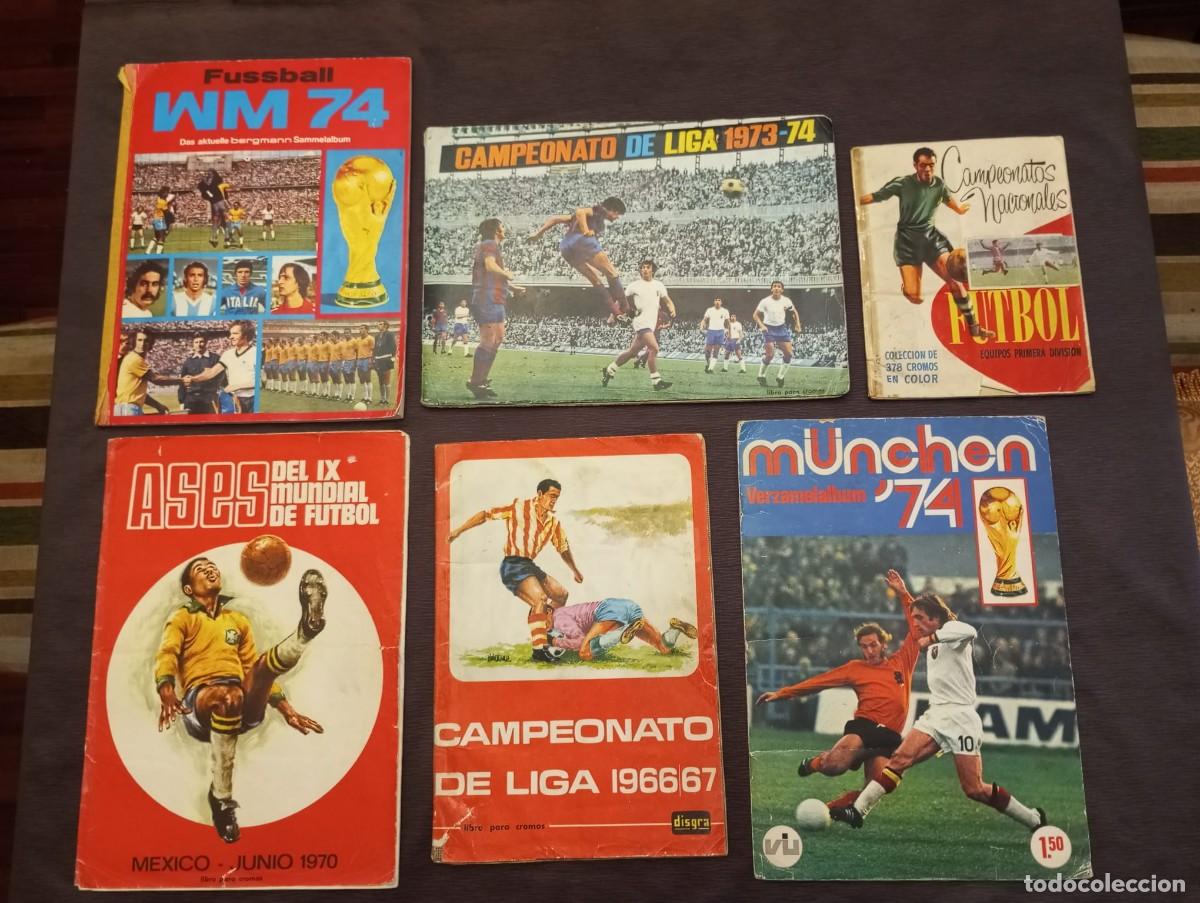 &Aacute;lbum de f&uacute;tbol completo: LOTE DE 6 &Aacute;LBUMES DE F&Uacute;TBOL ANTIGUOS. TODOS COMPLETOS.