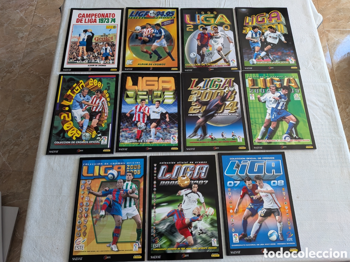 &Aacute;lbum de f&uacute;tbol completo: Lote 11 &Aacute;lbumes fascimil Liga Salvat Panini