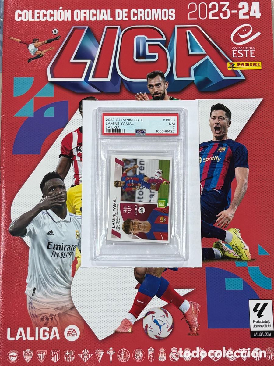 &Aacute;lbum de f&uacute;tbol completo: Completa Liga Este 2023-24 + Mercado Inv + Extra Gold #19BIS PSA 7 Lamine Yamal