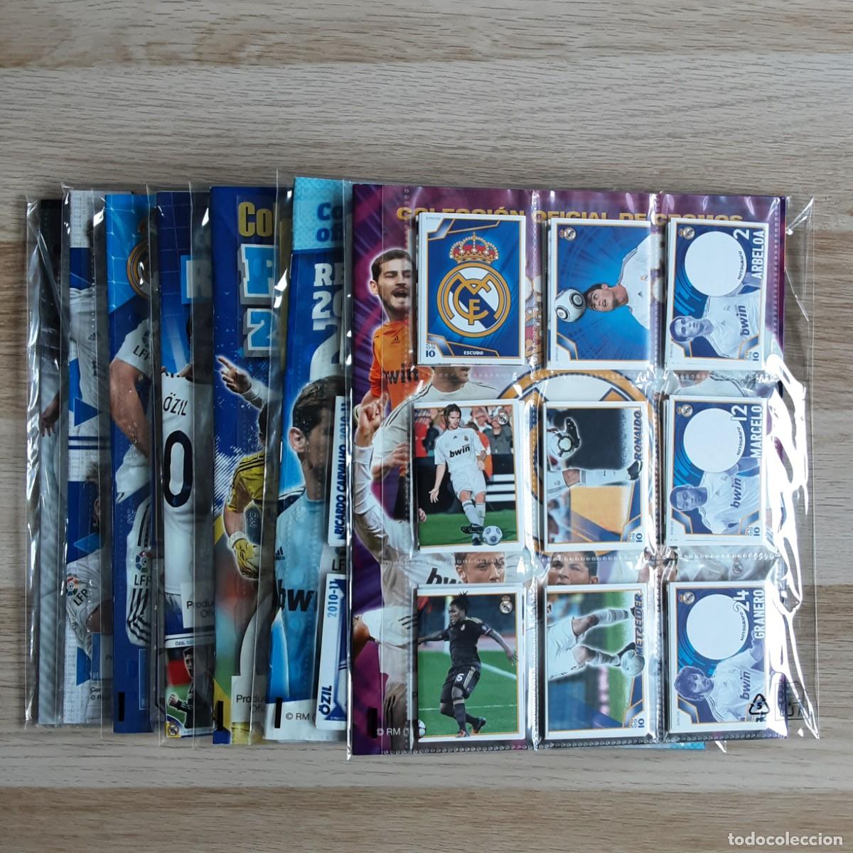 &Aacute;lbum de f&uacute;tbol completo: LOTE 7 COLECCIONES COMPLETAS REAL MADRID SIN PEGAR MAS ALBUM VACIO.RESERVADO