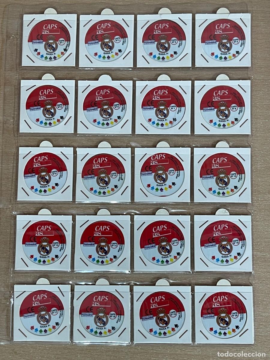 &Aacute;lbum de f&uacute;tbol completo: REAL MADRID Colecci&oacute;n Completa 64 Tazos Caps diario AS Tarjet 2000 Producto Oficial pogs RM