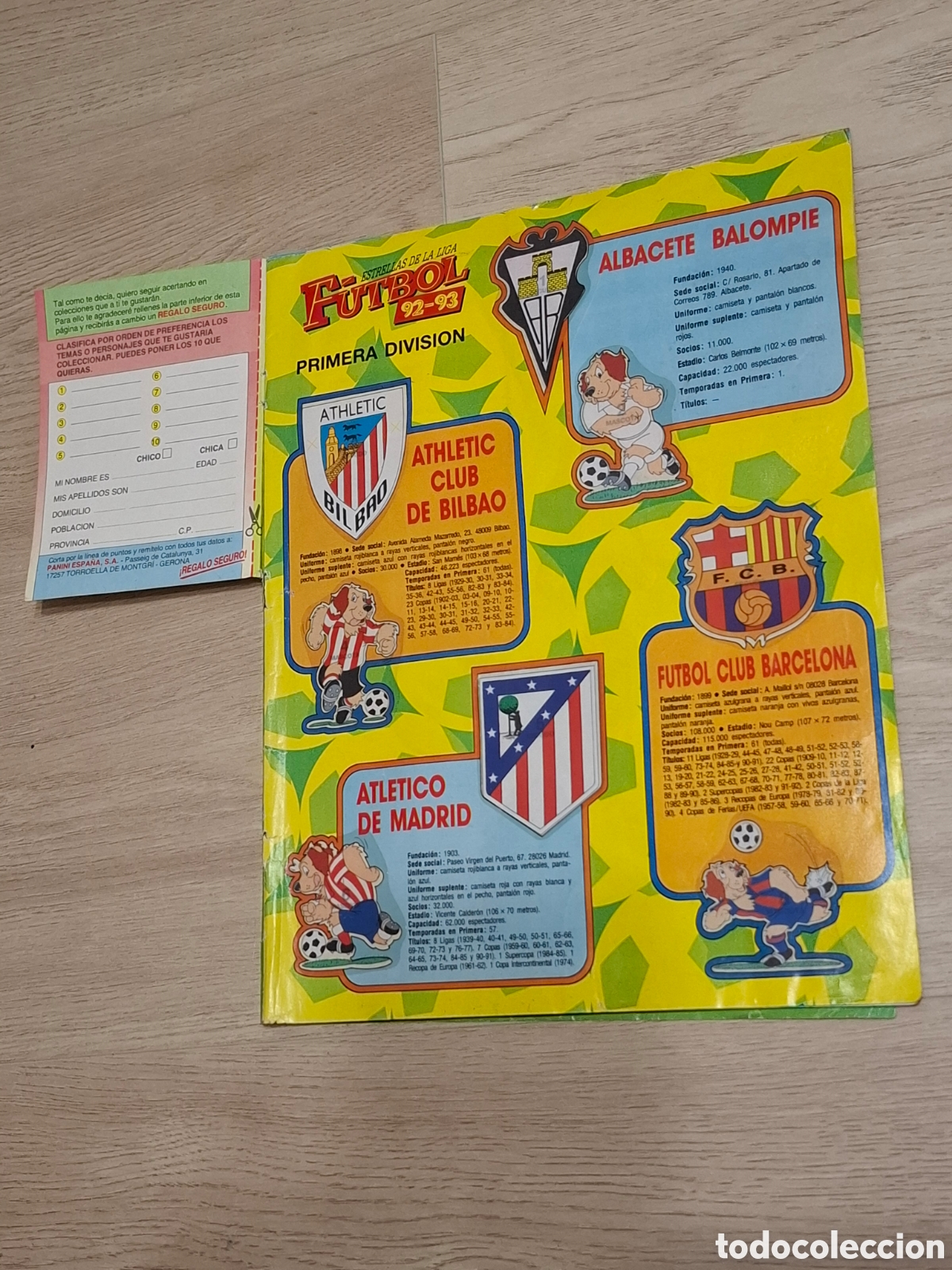 Complete Football Album: Album estrellas de la liga 92-93 Panini, completo pero falto de cubiertas