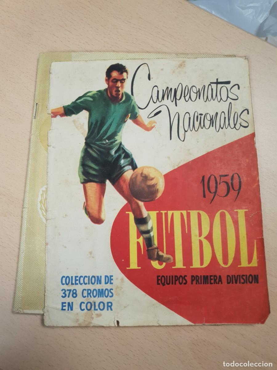 &Aacute;lbum de f&uacute;tbol completo: Album campeonatos nacionales futbol 1959 completo portada y contraportada fatigados