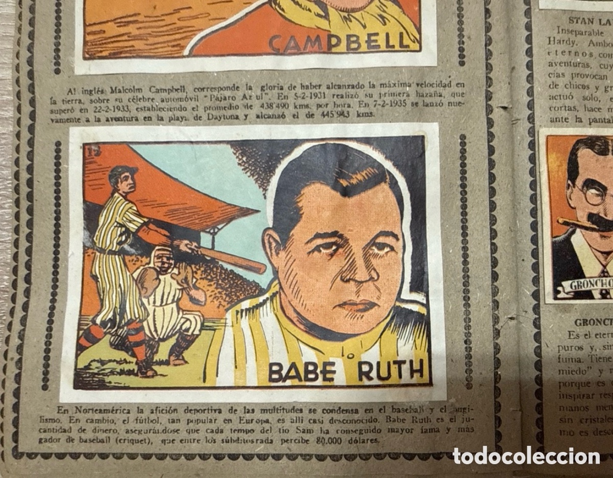 &Aacute;lbum de f&uacute;tbol completo: 1939 Babe Ruth &aacute;lbum completo Bruguera el gato negro