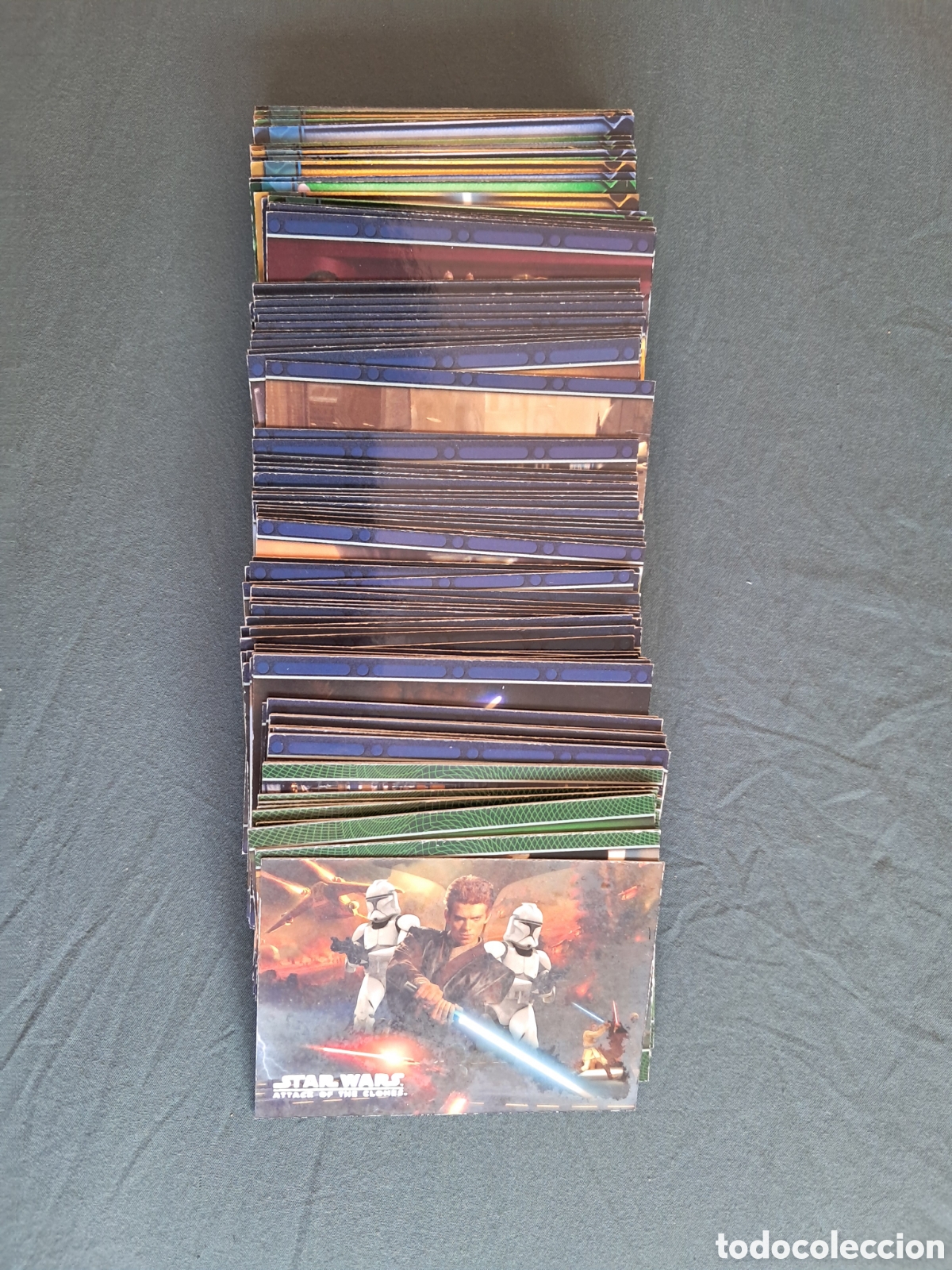 &Aacute;lbum de f&uacute;tbol completo: TOPPS, STAR WARS ATTACK OF THE CLONES,SERIE COMPLETA DEL 1 AL 100 + LA SERIE DE 10 SILVER FOIL CARDS
