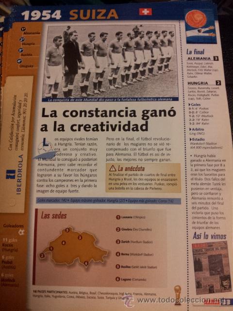 Collectionnisme sportif: FICHA N&ordm; 33 DEL FICHERO MARCA HISTORIA DEL MUNDIAL DESDE 1930 HASTA 1998