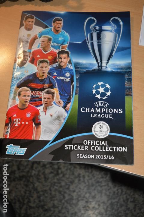 Colecionismo desportivo: ALBUM CHAMPIONS LEAGUE 2015-16 TOPPS, INCOMPLETO CON SOLO CON 16 CROMOS PEGADOS
