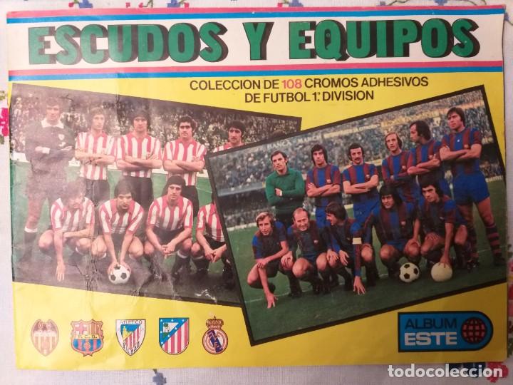 Colecionismo desportivo: Album Liga 1975-76 &rdquo;Escudos y Equipos&rdquo;, Ed Este, Faltan 31 cromos.