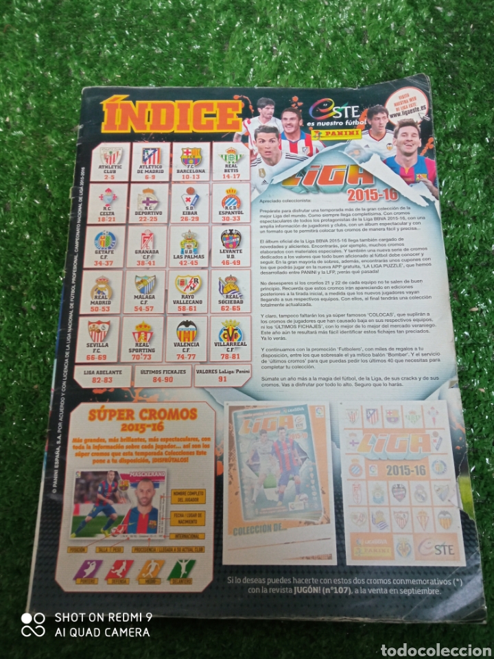 Collectionnisme sportif: Album 286 cromos liga f&uacute;tbol 2015-16 liga BBVA COLECCIONES ESTE PANINI incompleto