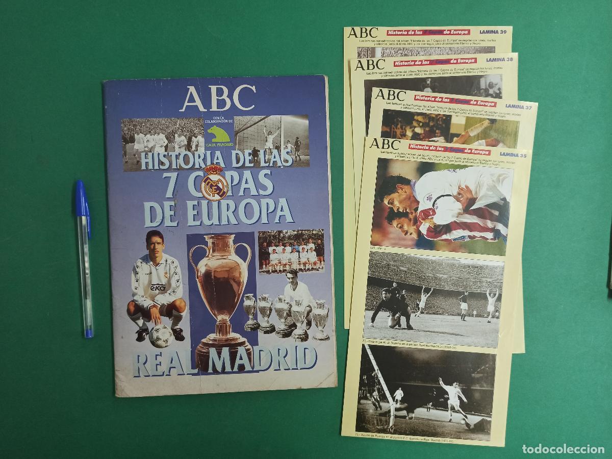 Collezionismo sportivo: Antiguo album de cromos de futbol: Historia de las 7 Copas de Europa. Real Madrid. 1998. Con fichas.