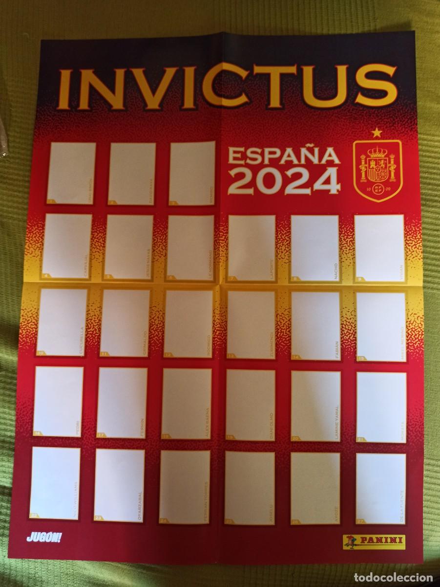 Coleccionismo deportivo: P&Oacute;STER &Aacute;LBUM VAC&Iacute;O 27 CROMOS SERIE INVICTUS ESPA&Ntilde;A SPAIN CAMPEONA EURO 2024 PANINI LAMINE YAMAL