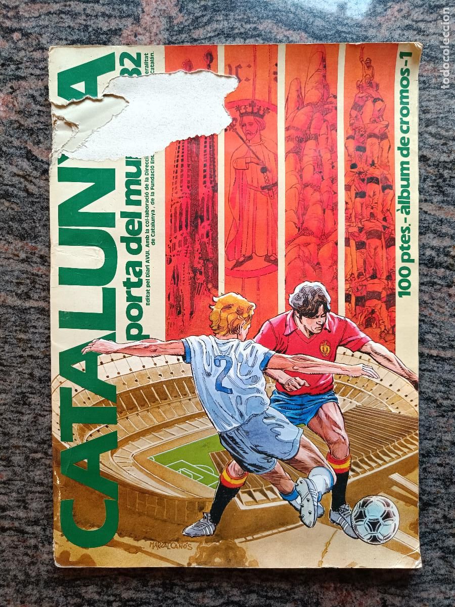 Colecionismo desportivo: ALBUM DE FUTBOL CATALUNYA PORTA DEL MUNDIAL 82, INCOMPLETO, 37 PEGADOS DE 110 ED. DIARI AVUI