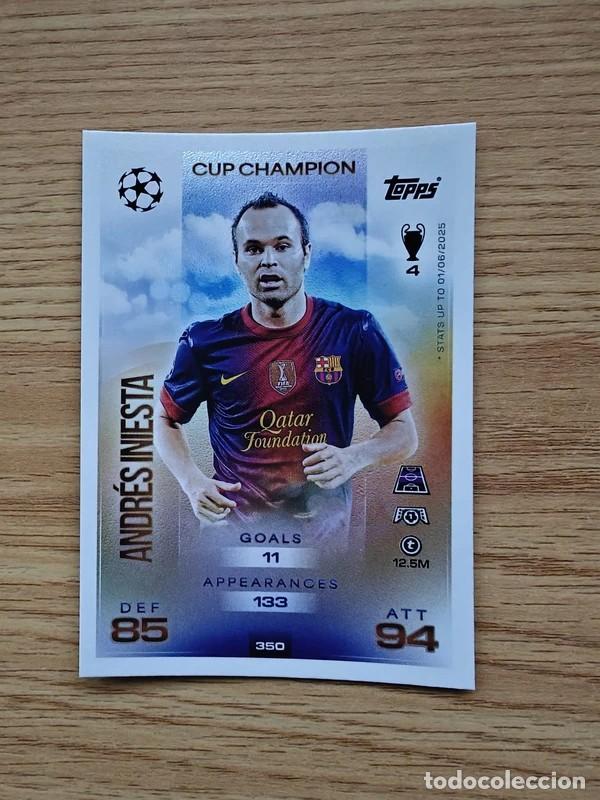 Colecionismo desportivo: Iniesta 350 Match Attax 25 26 Cup Champion Barcelona 2025 2026
