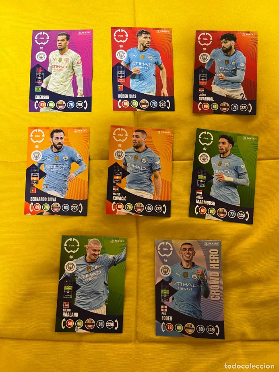 Sports collectibles: 8 fichas manchester city adrenalyn world cup club 2025