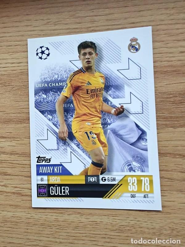 Coleccionismo deportivo: Arda G&uuml;ler 61 Match Attax Extra 24 25 Real Madrid CF Away Kit 2024 2025