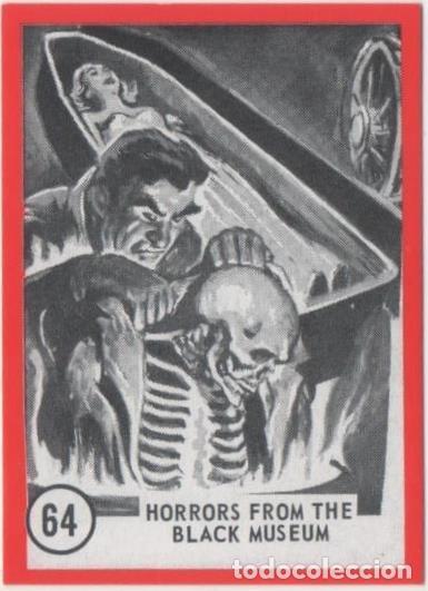 Colecionismo desportivo: Cromo E01140: Album 3-Famous Monsters Series, Card n&ordm; 64. Horrors from the Black Museum - CAPTAIN CO