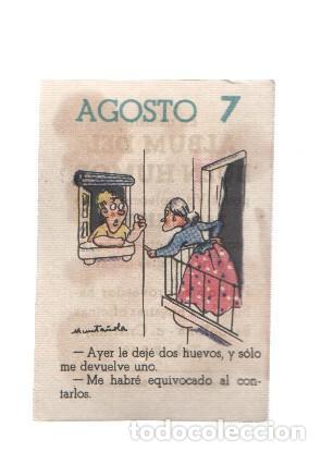 Colecionismo desportivo: Cromo: album del buen humor de la firma Potax : 07 de agosto, dibujo de Munta&ntilde;ola