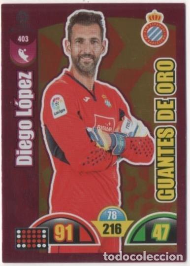 Colecionismo desportivo: Cromo E00873: Album 2-Trading Car Game 2017-18, Diego L&oacute;pez-GUANTES DE ORO: R.C.D. Espa&ntilde;ol. Portero