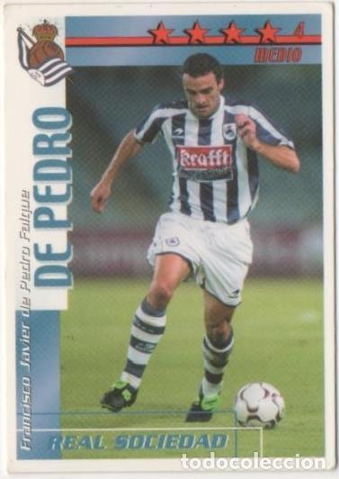 Coleccionismo deportivo: Cromo E00147: Fichas de la Liga 2003, De Pedro: Real Sociedad. Medio - LFP