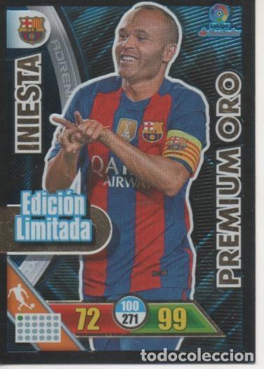 Colecionismo desportivo: Cromo E002851: Trade Card Game Adrenalyn. Liga 2016-17, Premium Oro. Edici&oacute;n Limitada. Iniesta. F.C.