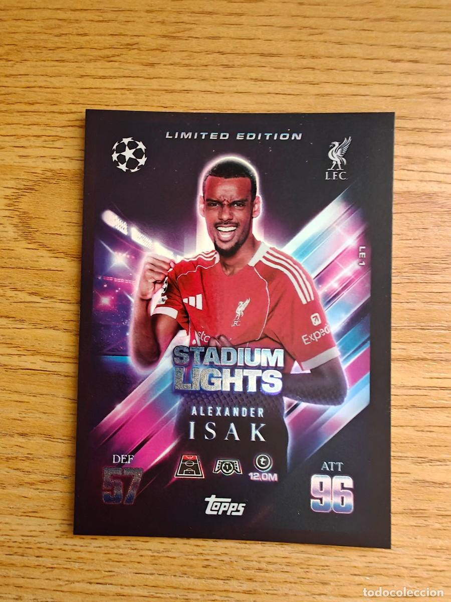 Coleccionismo deportivo: Alexander Isak LE 01 Match Attax Extra 25 26 Liverpool Limited Edition Stadium Lights 2025 2026
