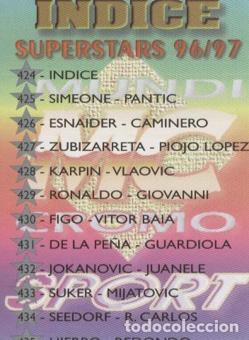 Colecionismo desportivo: Cromos: Liga 1996/1997: Superstars: Indice 424 a 449 - Varios