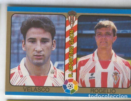 Colecionismo desportivo: Cromos: Futbol Total Liga 95: R.Sporting Gijon. numero 122: Velasco y Rogelio - Varios