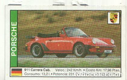 Colecionismo desportivo: CROMO numero 134: PORSCHE 911 CARRERA CABRIO - Varios