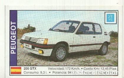 Coleccionismo deportivo: CROMO numero 124: PEUGEOT 205 GTX - Varios
