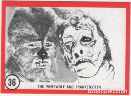 Coleccionismo deportivo: Cromo E01112: Album 3-Famous Monsters Series, Card n&ordm; 36. The Werwolf and Frankenstein - CAPTAIN CO.