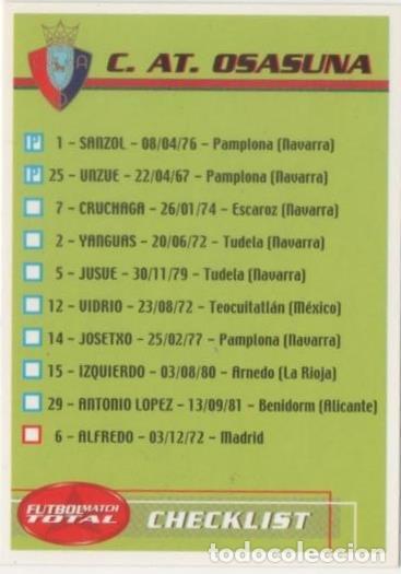 Coleccionismo deportivo: Cromo E00270: Fichas de la Liga 2003, Lista jugadores C.At. Osasuna - LFP