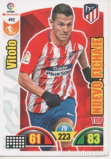 Collezionismo sportivo: Cromo E003011: Trade Card Game Adrenalyn. Liga 2017-18, Nuevo Fichaje. Vitolo. C.A. de Madrid - LFP