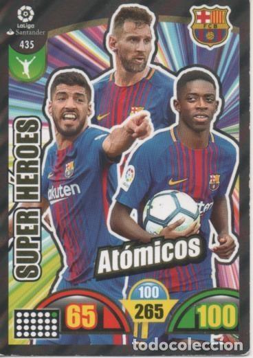 Collezionismo sportivo: Cromo E003004: Trade Card Game Adrenalyn. Liga 2017-18, Super H&eacute;roes. At&oacute;micos. F.C. Barcelona - LFP