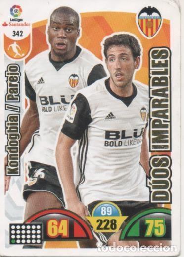Collectionnisme sportif: Cromo E002962: Trade Card Game Adrenalyn. Liga 2017-18, D&uacute;os Imparables. Kondogbia/Parejo. Valencia