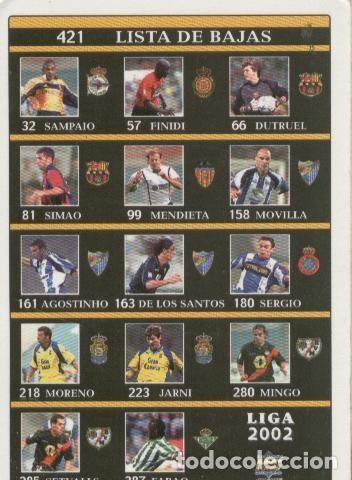 Collectionnisme sportif: Cromos: Liga 2002: Lista de Bajas - Varios