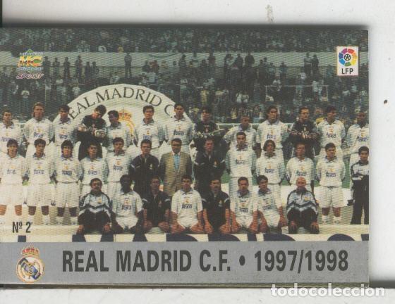 Coleccionismo deportivo: Cromos: Las Fichas de la liga 97-98: Real Madrid numero 02: Foto plantilla - Varios