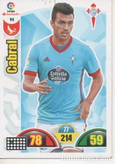 Colecionismo desportivo: Cromo E002879: Trade Card Game Adrenalyn. Liga 2017-18, Cabral. R.C. Celta de Vigo - LFP