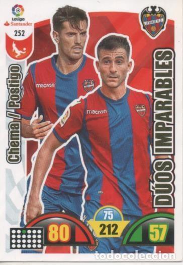 Colecionismo desportivo: Cromo E002931: Trade Card Game Adrenalyn. Liga 2017-18, D&uacute;os imparables. Chema/Postigo. Levante U.D.