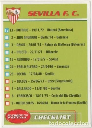 Collectionnisme sportif: Cromo E00124: Fichas de la Liga 2003, Lista jugadores Sevilla F.C - LFP