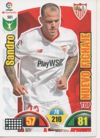 Coleccionismo deportivo: Cromo E003014: Trade Card Game Adrenalyn. Liga 2017-18, Nuevo Fichaje. Sandro. Sevilla F.C. - LFP