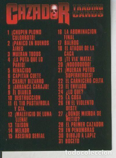 Coleccionismo deportivo: Trading Cards: Cazador : carta listado general - Varios